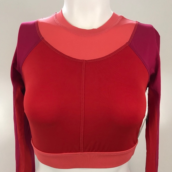 JoyLab Tops Joy Lab Cropped Workout Top Long Sleeves Pink Red